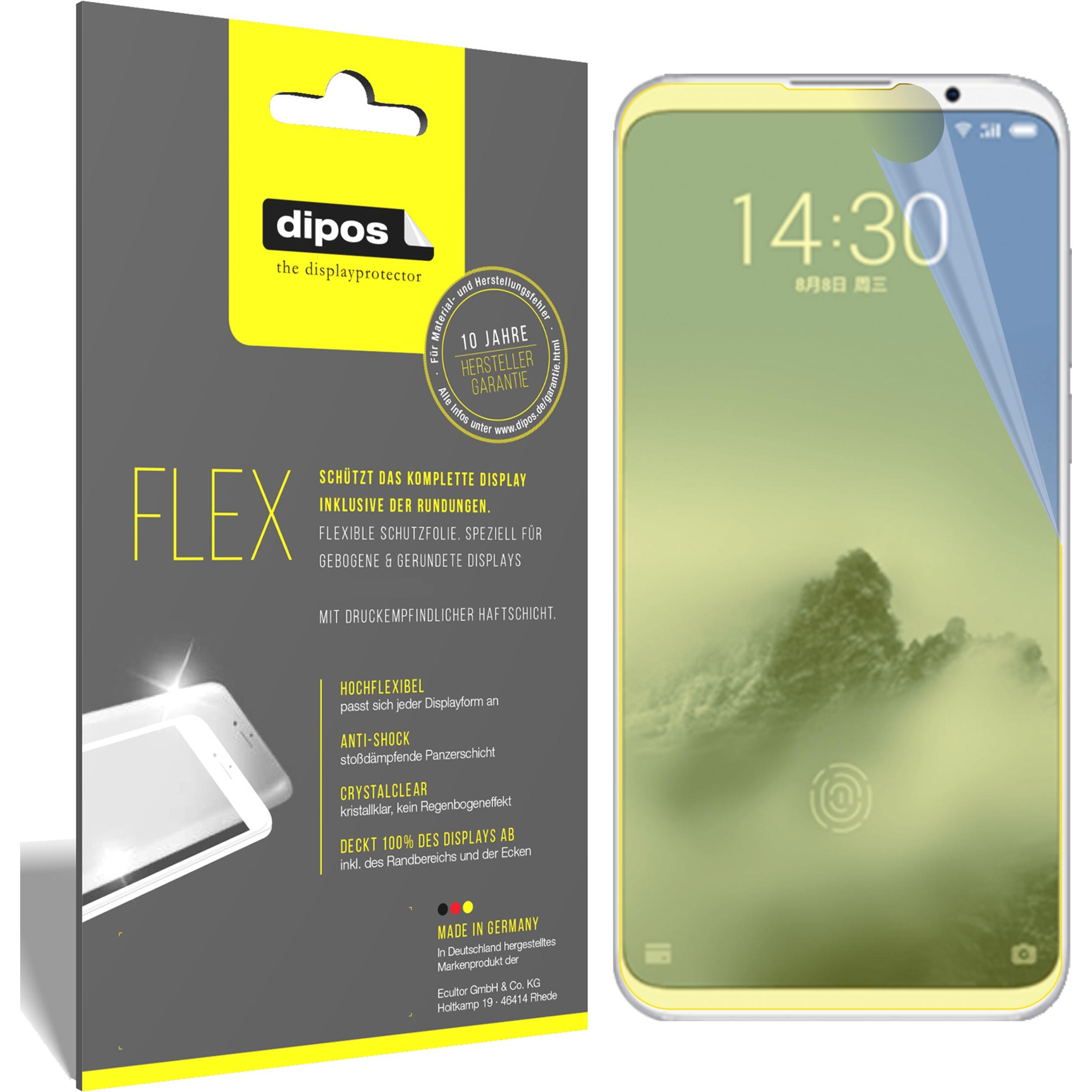 Dipos Displayschutzfolie Full-Cover 3D (3 Stück, Meizu 16 Plus), Smartphone Schutzfolie, Transparent