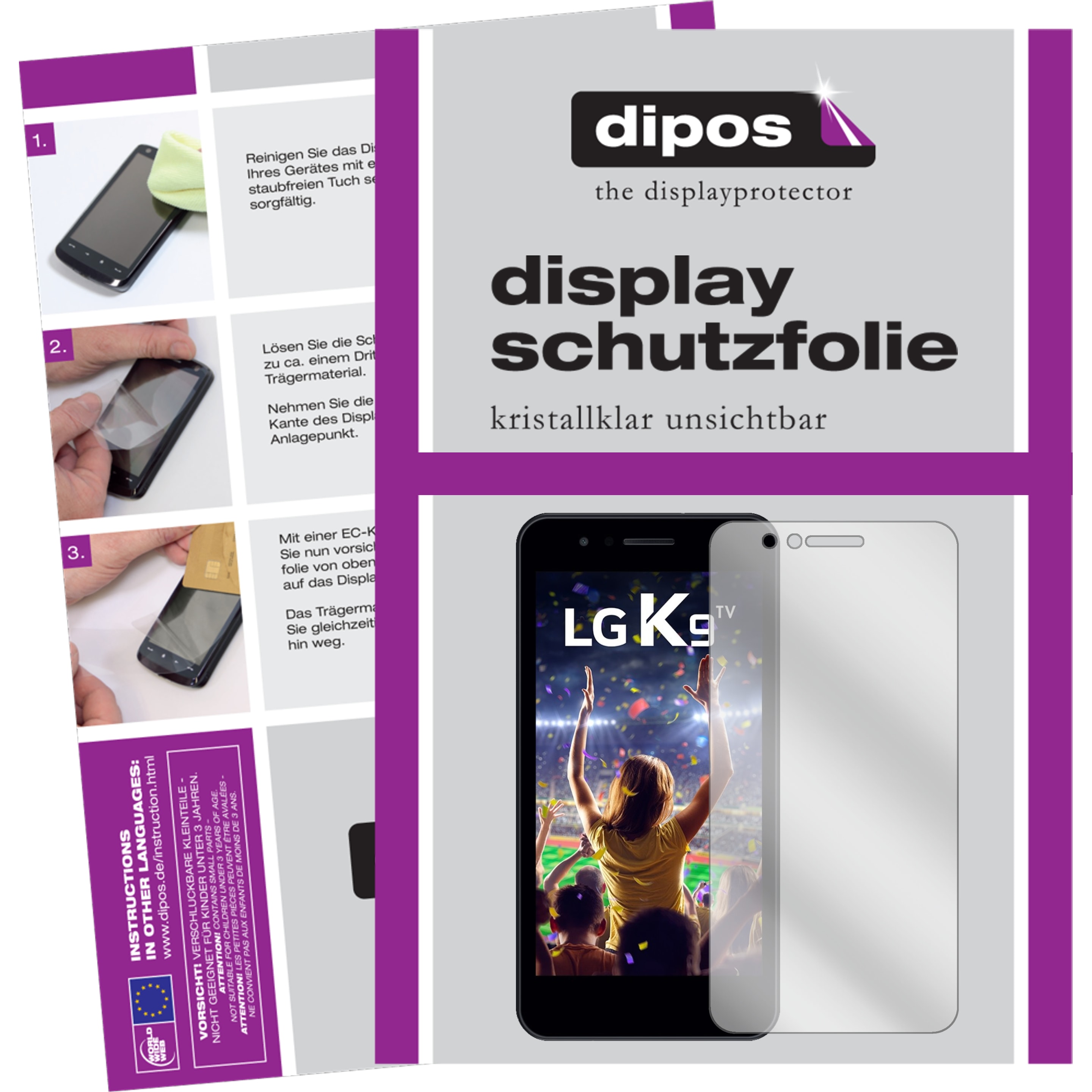 Dipos Displayschutzfolie Crystalclear (2 Stück, LG K9), Smartphone Schutzfolie, Transparent