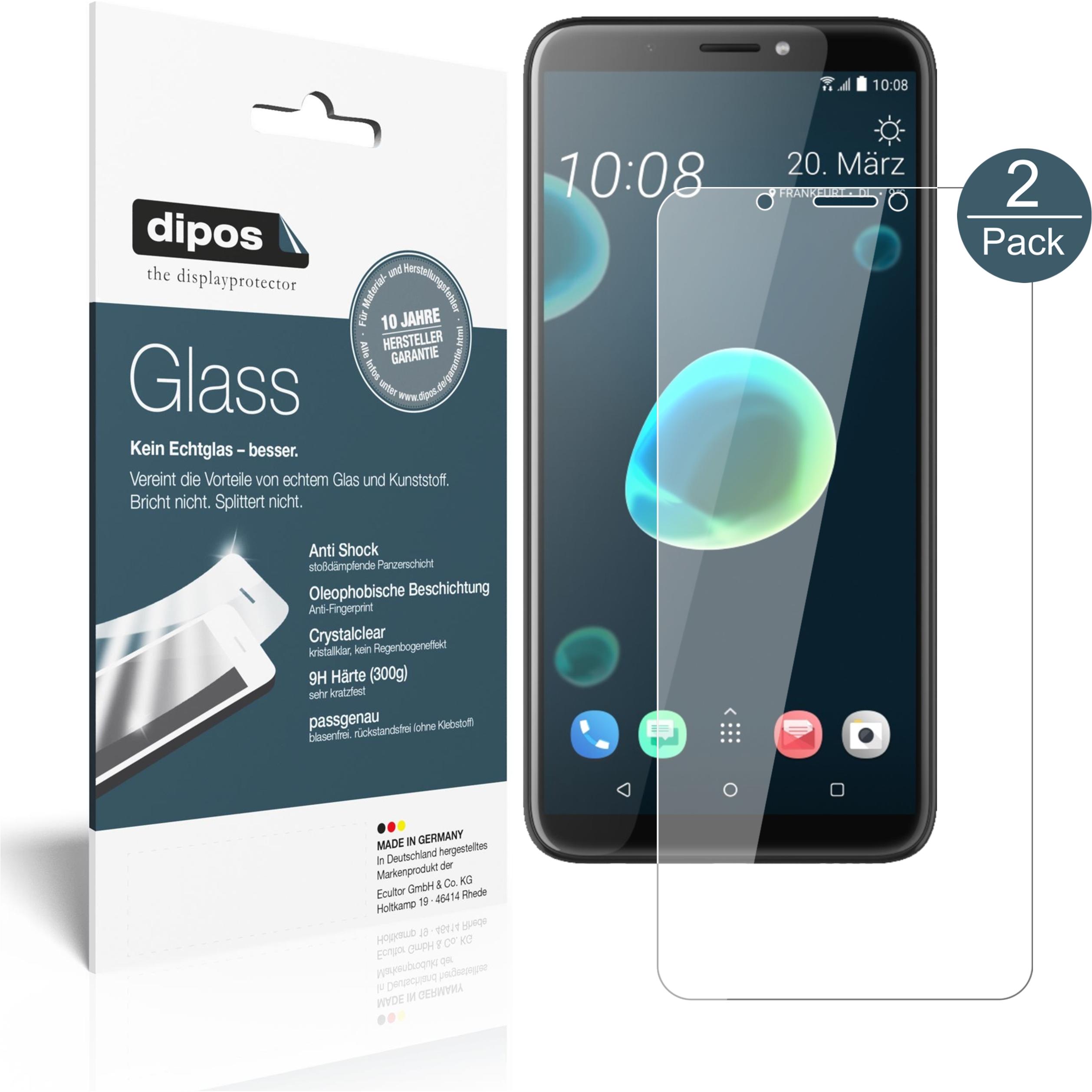 Dipos Displayschutz Anti-Shock (1 Stück, HTC Desire 12+), Smartphone Schutzfolie, Transparent