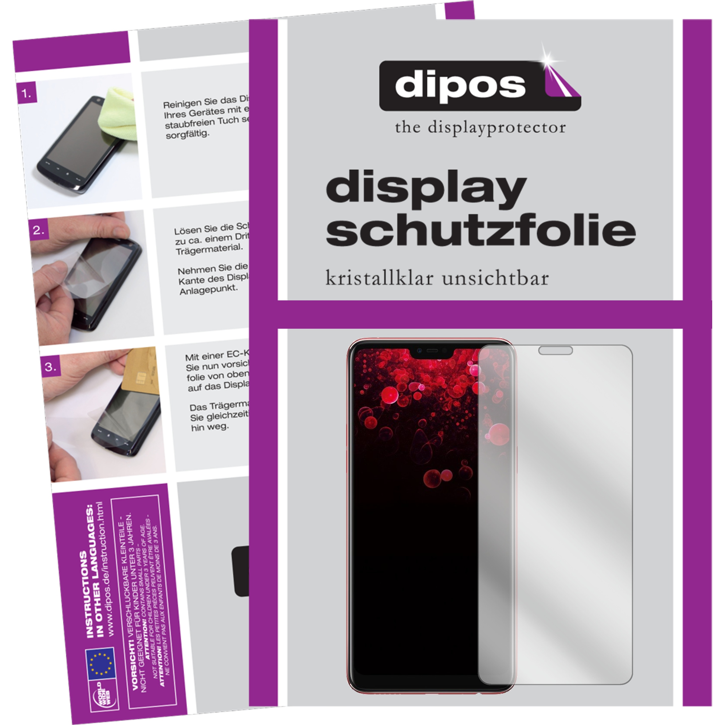 Dipos Displayschutzfolie Crystalclear (6 Stück, Oppo F7 Youth), Smartphone Schutzfolie, Transparent