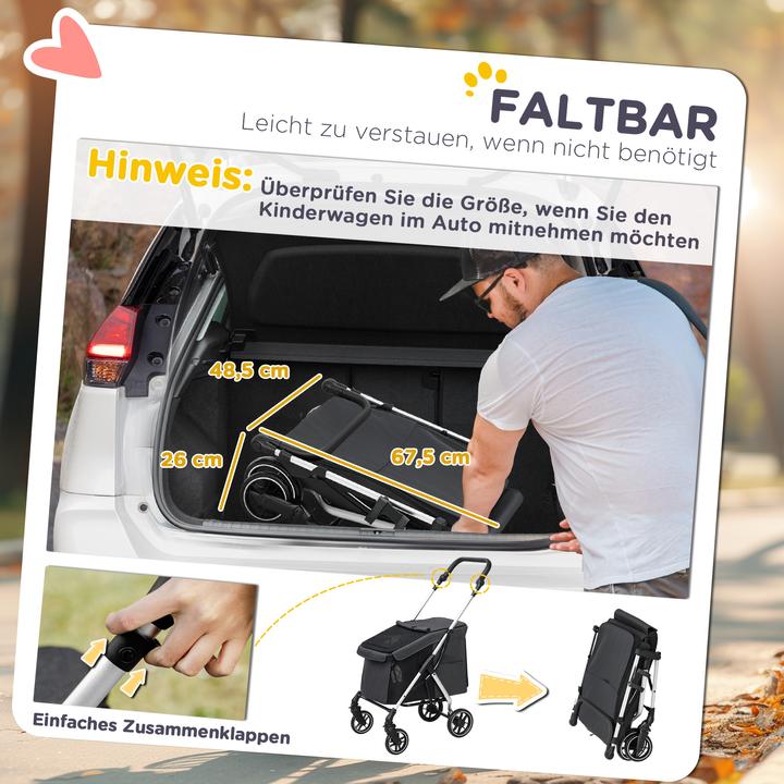 Actual product image PawHut Hundewagen Polyester, Aluminium Grau (Cat, Dog, Breathable, Foldable, Washable)