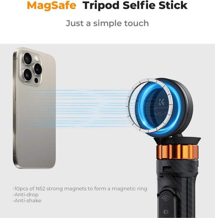Actual product image K&F Concept Selfie Ms19 tripod with MagSafe mount (Plastic)