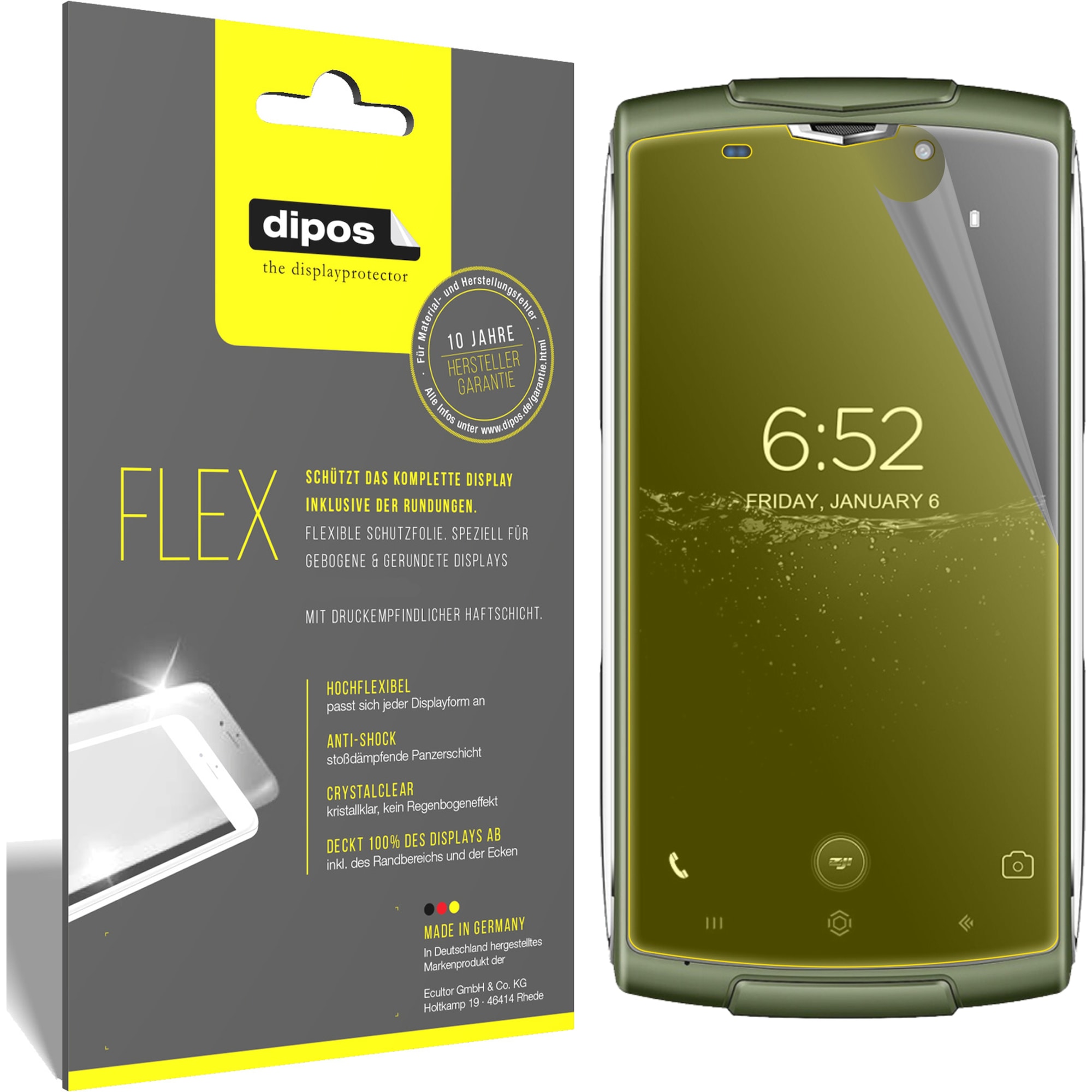 Dipos Displayschutzfolie Full-Cover 3D (2 Stück, Zoji Z7), Smartphone Schutzfolie, Transparent