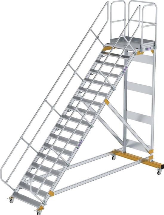 Produktbild Munk Plattformtreppe 45° fahrbar Stufenbreite 1000mm 17 Stufen Aluminium geriffelt (Plattformleiter, 46 cm)
