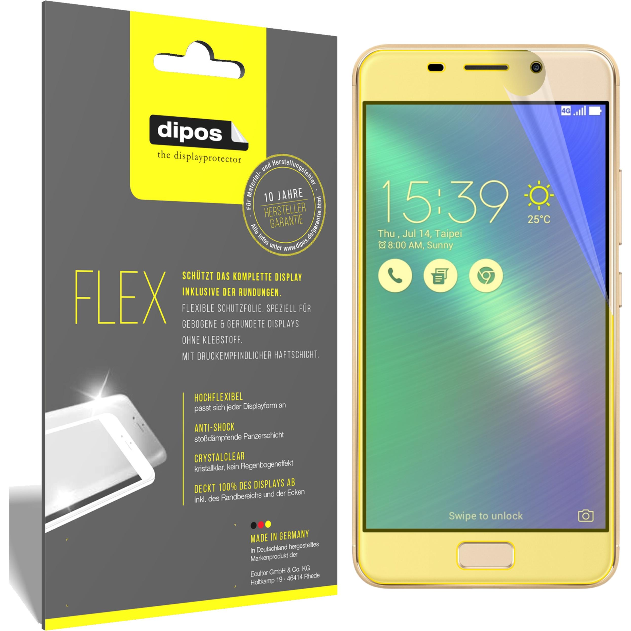 Dipos Displayschutzfolie Full-Cover 3D (3 Stück, Asus Zenfone 3S Max), Smartphone Schutzfolie, Transparent