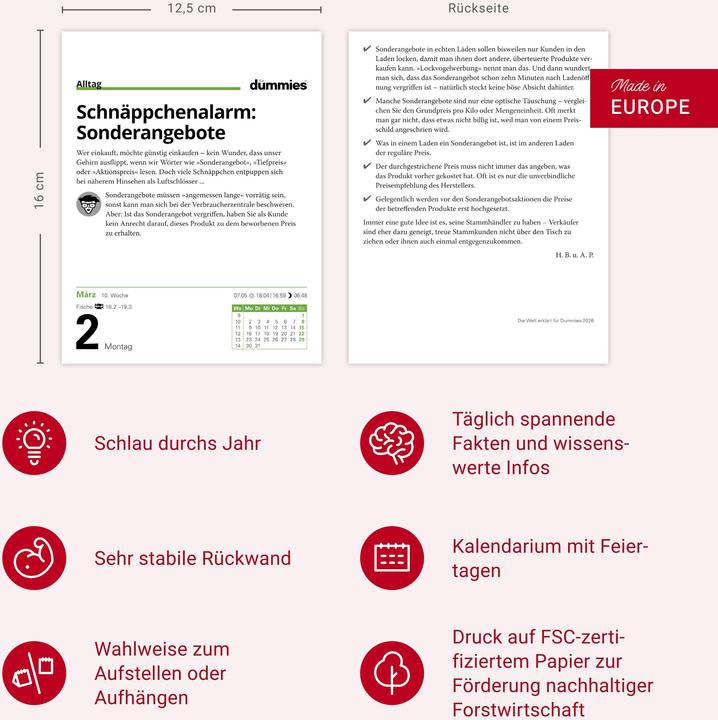 Immagine prodotto Harenberg Die Welt erklärt für Dummies Tagesabreisskalender 2026 (2026, Giornaliero)