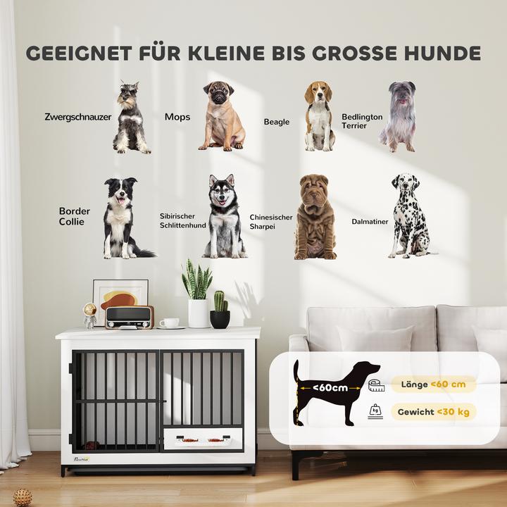 Produktbild PawHut Hundekäfig MDF, Metall Weiss (Hundezwinger)