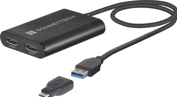 Actual product image Sonnet Dual 4K 60Hz HDMI Adapter for M1 Thunderbolt Macs *New (HDMI, USB-A, USB-C, 50 cm)