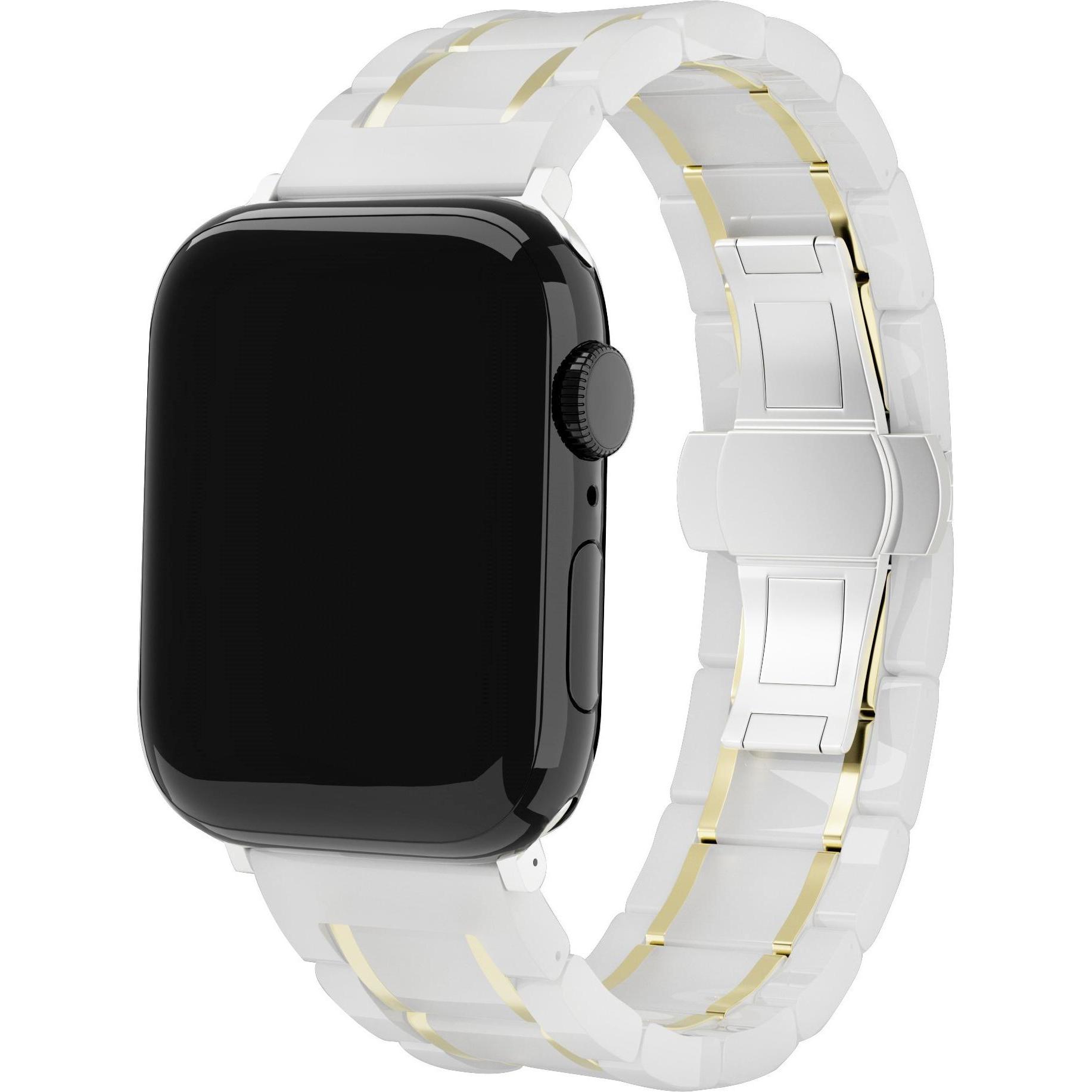 Strap-it Stahlarmband (Edelstahl, Apple Watch), Uhrenarmband, Weiss, Gold, Mehrfarbig