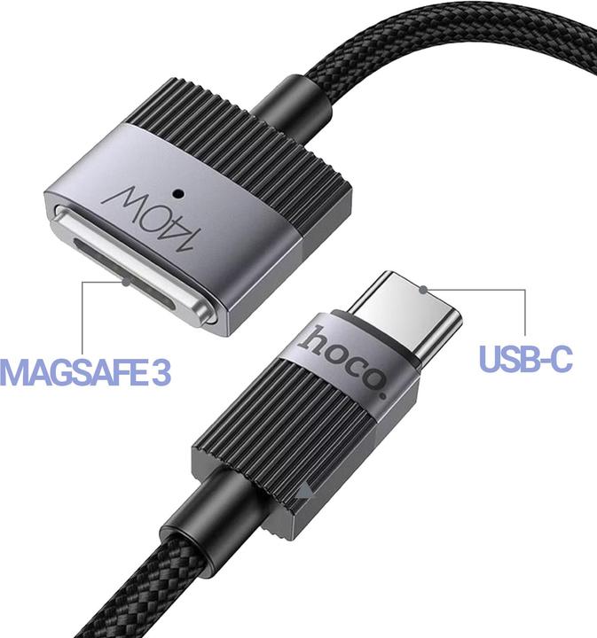 Actual product image Hoco Cable Cable USB C to Mag3 5A 140W magnetic 1,8 m U141 black (1.80 m, 140 W)