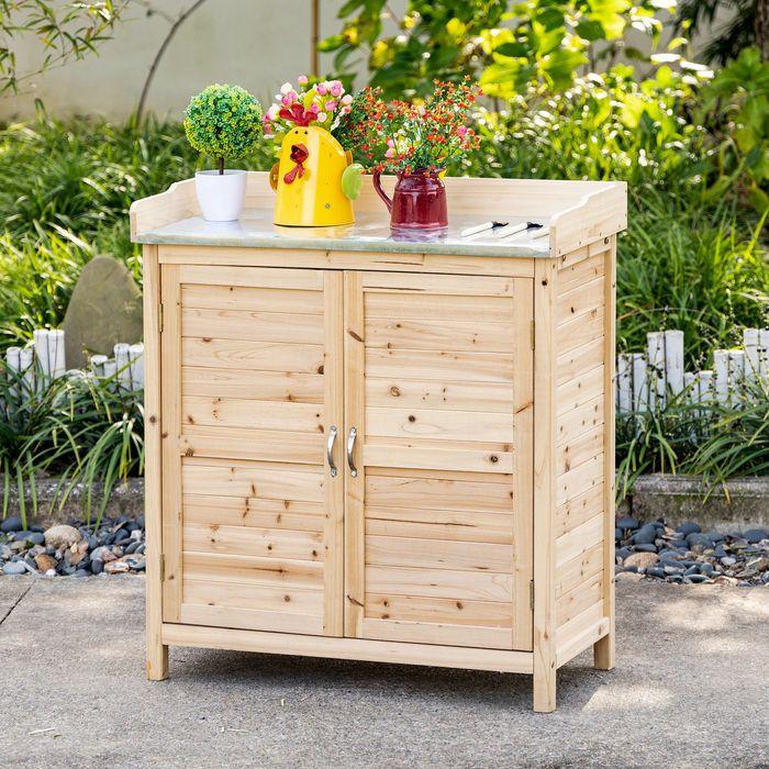 Produktbild Swisshandel24 Gartenschrank Pflanztisch mit Unterschrank Holz, 2 Einlegeböden, 83 x 40 x 92 cm