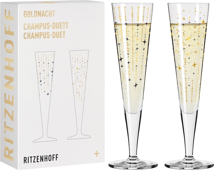 Actual product image Ritzenhoff Goldnacht Champus Duett 2er (20.50 cl, 2 Glasses, Champagne glasses)