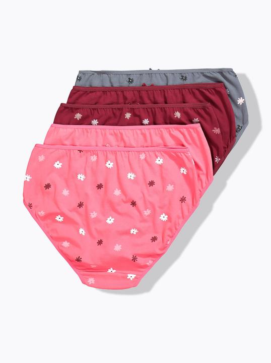 Produktbild Ulla Popken Midislips, 5er-Pack, Blumen / einfarbig (46, 48)