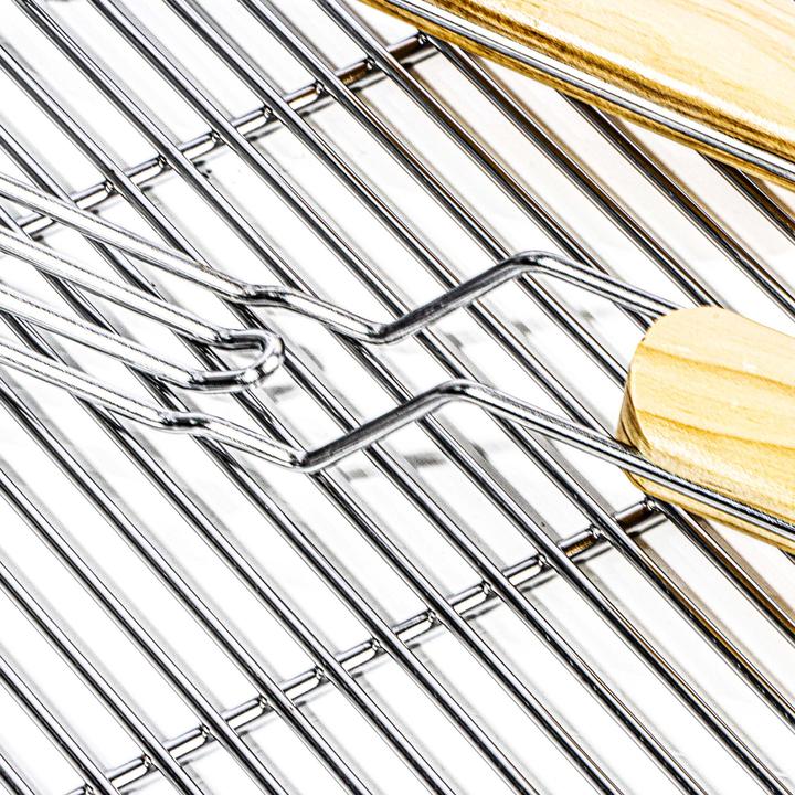 Image du produit Wiltec BBQ Grillrost Eckig 67x40cm Edelstahl Grillgitter Handgriffe Gasgrill Kugelgrill