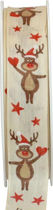 Produktbild Viana Weihnachtsband mit Rentier Dekor farben für Geschenkverpackung