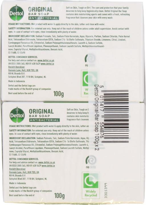 Produktbild Dettol Antibac Seife Bar Original 26 11 20 (Hartseife, 100 g)