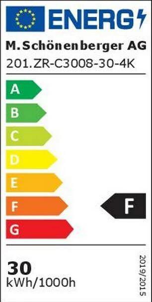 Energie-Label Schönenberger Aufbauleuchte Pulpo-S 30 W, 4000 K (2700 lm)