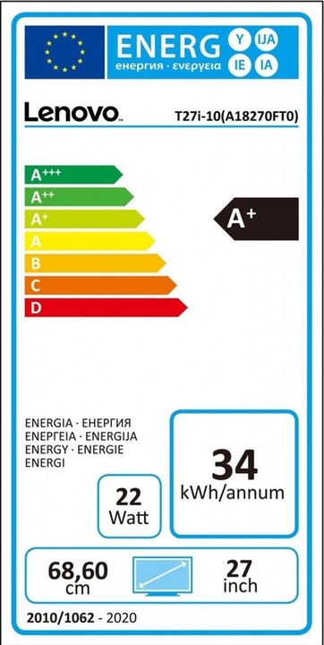 Energie-Label Lenovo ThinkVision T27i-10 (1920 x 1080 Pixel, 27")