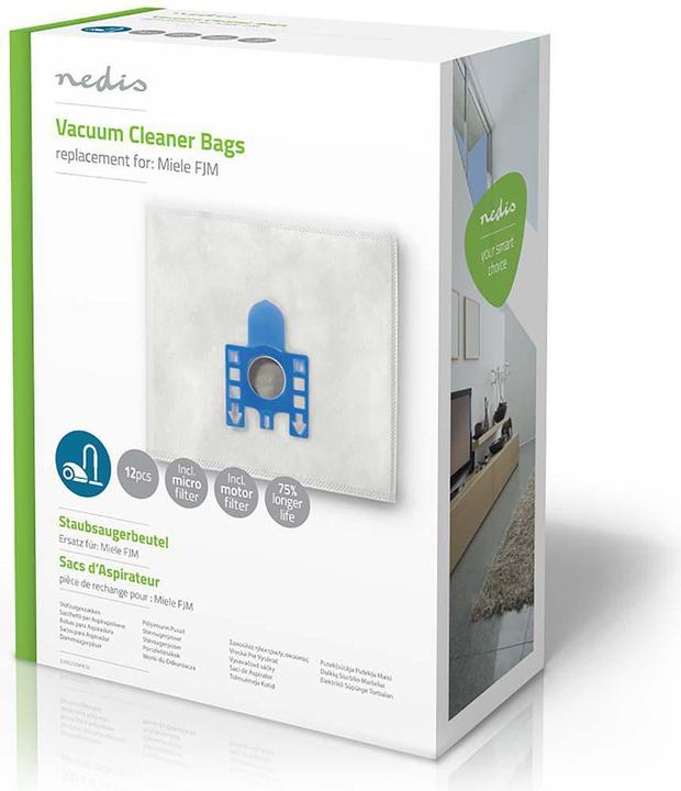 Actual product image Nedis Vacuum Cleaner Bag - for Miele FJM - 12 Dust Bags - 3 Microfilters - 3 Motorfilters - White (12 x)