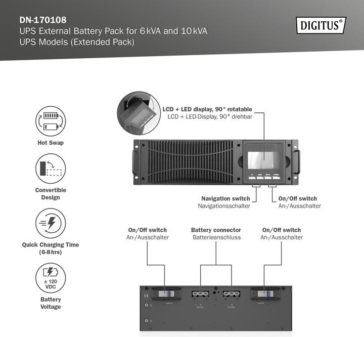 Produktbild Digitus Externer USV-Batteriepack für 6kVA- und 10kVA-USV-Modelle (Erweiterungsmodul)