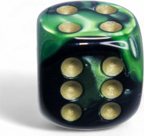 Actual product image Chessex Würfel-Set Gemini - Wirbel Schwarz-Grün / Gold