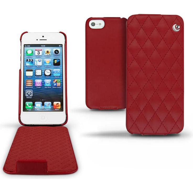 Noreve Lederschutzhülle vertikal (Apple iPhone 5), Smartphone Hülle, Rot