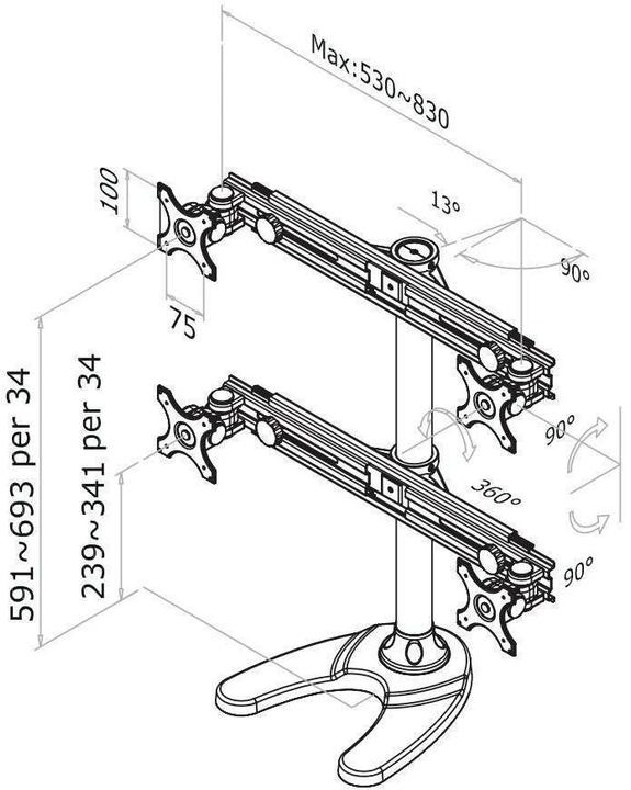 Produktbild Neomounts Fpma-D700dd4 (Tisch, 30", 8 kg)