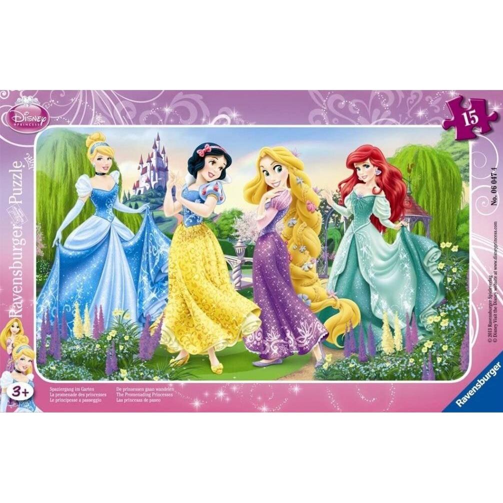 Ravensburger 06047 - Puzzle Enfant avec cadre - Princesses Disney - La Promenade des Princesses - (15 pezzi)