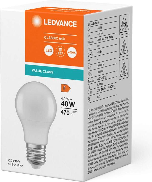 Produktbild Ledvance LED-Lampe (E27, 4.90 W, 470 lm, 1 x, F)