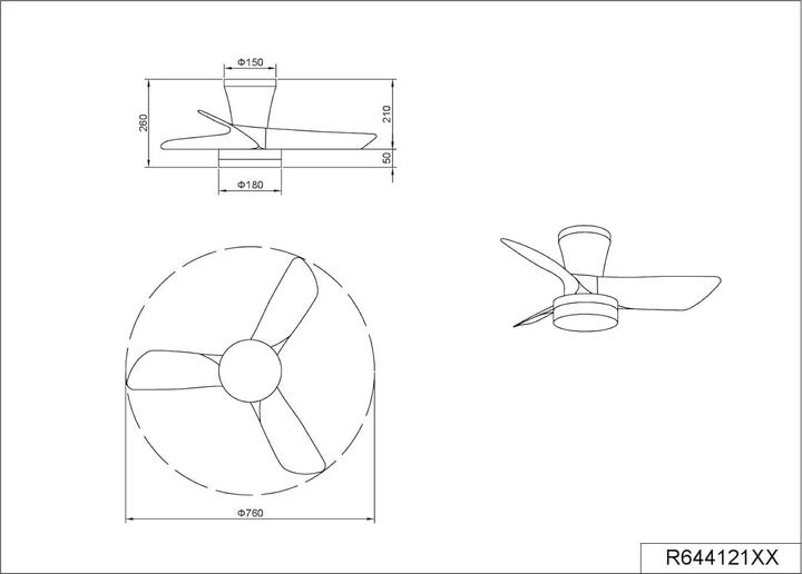 Image du produit RL live your light Ventilateur de plafond LED avec éclairage, 6 vitesses, télécommande, variateur, minuterie, mode nuit