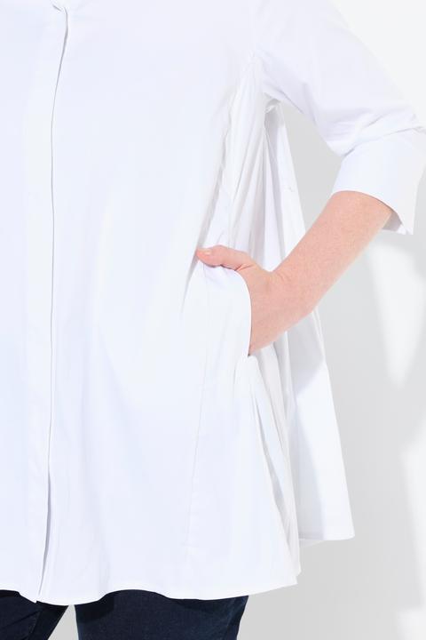 Actual product image Ulla Popken Swing Hem Button Front Stretch Cotton Blend Shirt (46, 48)