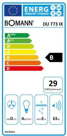 Energie-Label Bomann DU 773 IX Kopffreihaube LED (Wandhaube)