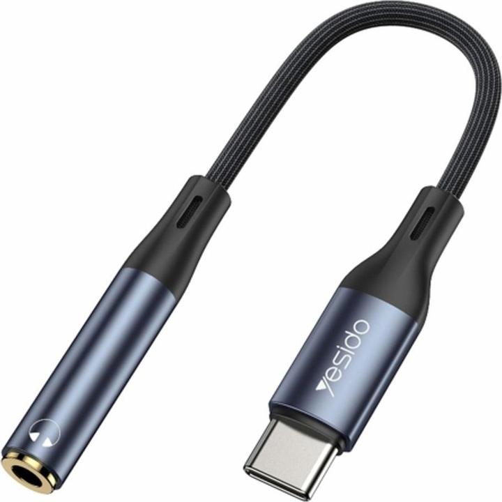 Yesido YAU38 Cavo USB-C in lega di alluminio e nylon da tipo c a jack audio Aux da 3,5 mm Cavo per cuffie (0.15 m, Cavo AUX)