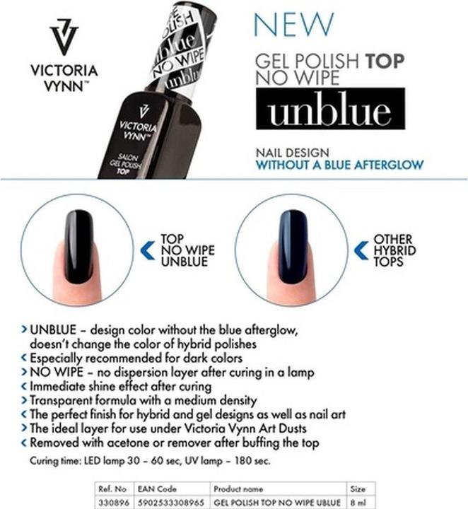 Immagine prodotto Visconti Di Modrone Victoria Vynn Unblue No Wipe Top Coat Smalto Gel ibrido UV/LED per unghie a strappo 15ml (Non blu, Smalto per unghie effetto gel)