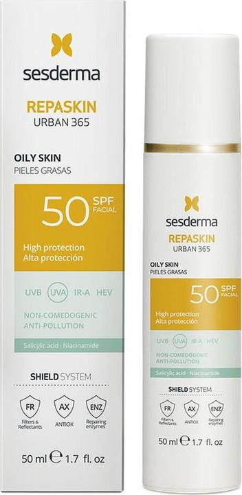 Actual product image Sesderma Repaskin Urban 365 Photoprotector Oily Skin Spf50 50ml (Suntan cream, SPF 50, 50 ml)