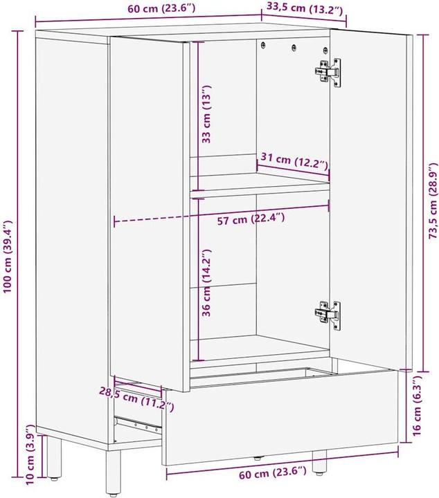 Image du produit vidaXL Highboard Raues (60 x 33.50 x 110 cm)