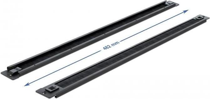 Produktbild Delock Kabelabdeckung mit Bürsten - Rack montierbar - Schwarz - 1U - 48.3 cm (19")