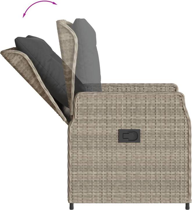 Image du produit vidaXL Meuble de jardin Ensemble de jardin 7pcs gris clair Poly rotin (160 cm)