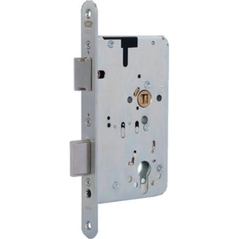 BKS, Türschloss + Schliesszylinder, Panik-Einsteckschloss 2327 Panik-Funktion E abgerundet 24/65/72/9 mm DIN links / rec...