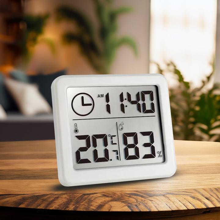 Productafbeelding Greenblue Termometr higrometr z funkcją zegara GB384W biały