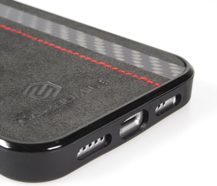 Produktbild Carbomile Hülle Alcantara und Carbon mit roten Nähten (Samsung Galaxy S24 Ultra)