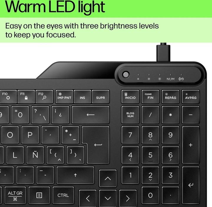Produktbild HP 405 Multi-Device Backlit Wired Keyboard (Eng. Int., Kabelgebunden)