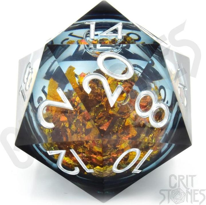 Glass Staff CritStones D20 dés Liquid Core King Midas 5 cm