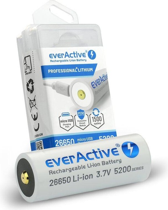 Immagine prodotto Everactive Batteria 26650, 5200 mAh (Li-Ion) (1 pz., 26650, 5200 mAh)