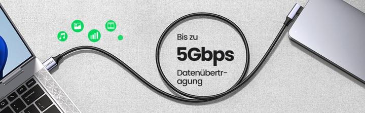 Image du produit Ugreen Angle cable USB to USB-C US385, 3A, 1m (black) (1 m, USB 3.1, 15 W)