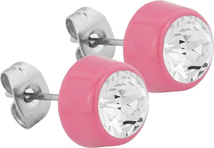 Produktbild Star Piercing Ohrstecker pink mit Swarovski Kristall silber (ohne Messing, Chirurgenstahl 316L)