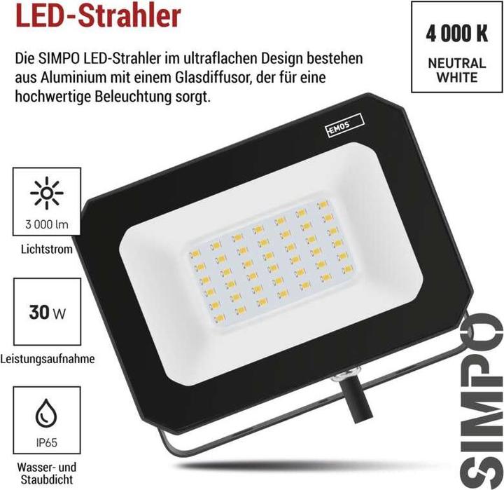Actual product image Emos LED reflector SIMPO 30 W neutral white (3000 lm)
