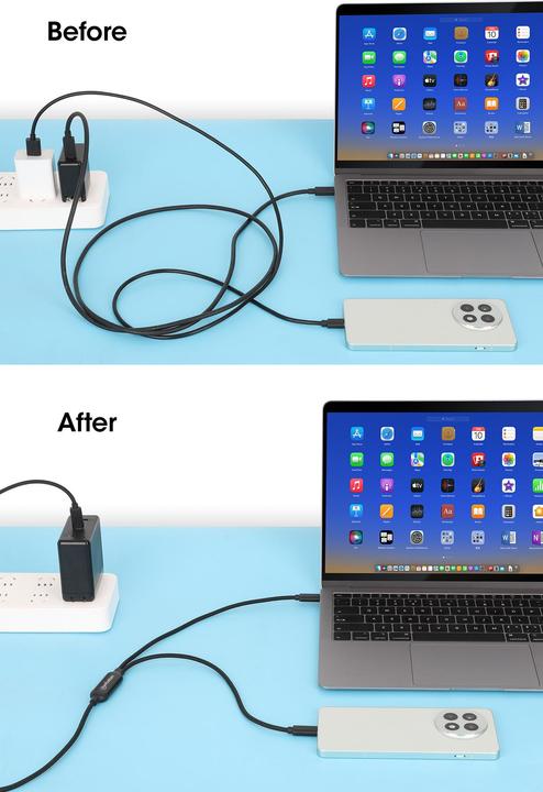Actual product image Manhattan Dual USB-C Ladekabel 100 W, 2 m (2 m, USB 3.0, 100 W)