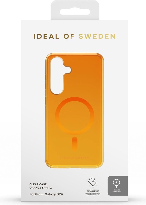 Actual product image iDeal Of Sweden Magsafe Designer Hard-Cover Orange Spritz clear (Samsung Galaxy S24+, Samsung Galaxy S25)