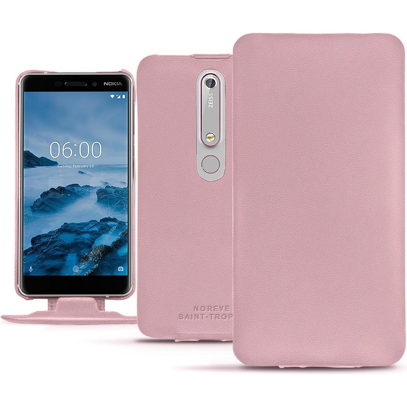Noreve Lederschutzhülle vertikal (Nokia 6 (2018)), Smartphone Hülle, Rosa